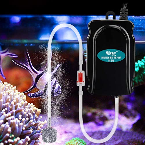 Hygger Mini Aquarium Air Pump Kit Small Fish Tank Air Pump 1W For 1-20 Gallon Fish Bowl With Air Tube Air Bubbler Stone Check Valve (1W) #TOP3