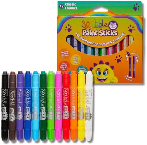 Little Brianface Paint Sticks For Kids 12 Pack Assorted Colours 12 X 6 G