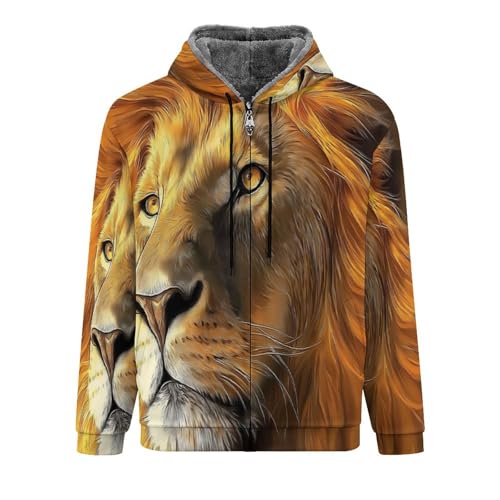 Sweat-shirt à capuche d'hiver avec finitions soignées et motif lion imprimé