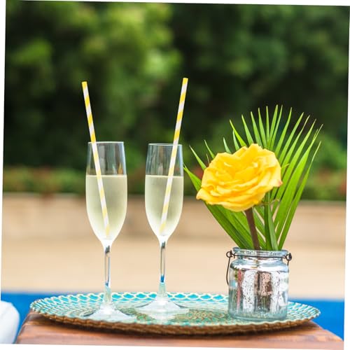 Pitillos de papel a rayas Holibanna 100 pcs amarillos miniatura 5