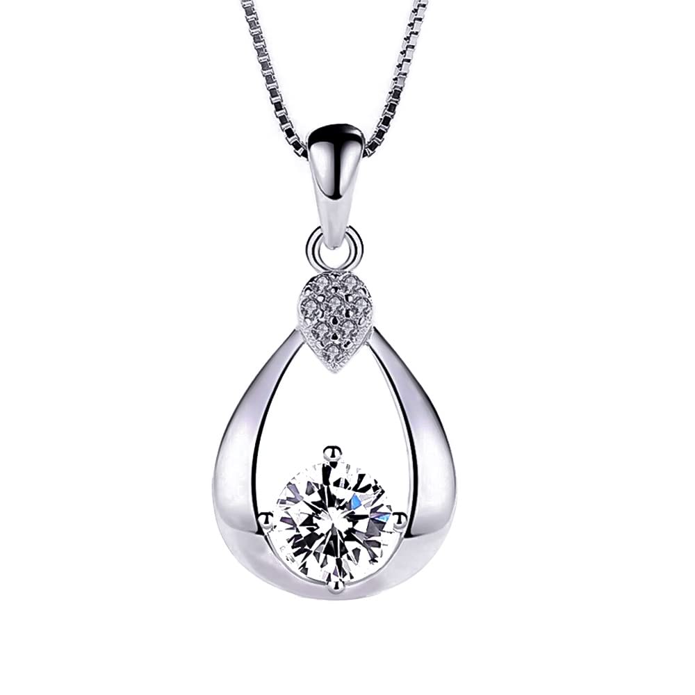 Bling Queen Womens Silver Plated Water Drop Pendant, Trending Necklaces For Teen Girls, Sparkly Pendant Necklace, Teardrop Pendant With Cubic Zirconia, Chain Necklace For Women Dainty(Silver) (B09LVKJDDL) Amazon Price History, Amazon Price Tracker
