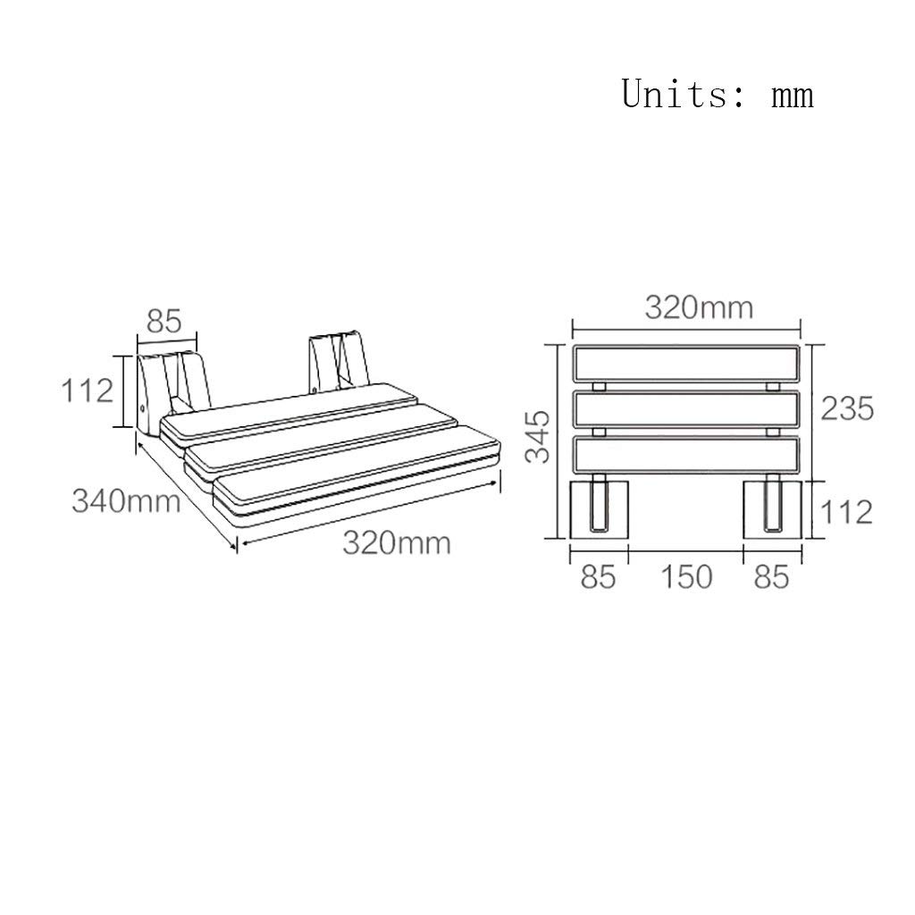 Taburete de Hoja abatible montado en la Pared, Silla Plegable para Asiento de Ducha, Asiento de baño Plegable para Ayudar a Ancianos, Mujeres Embarazadas y discapacitados a bañarse