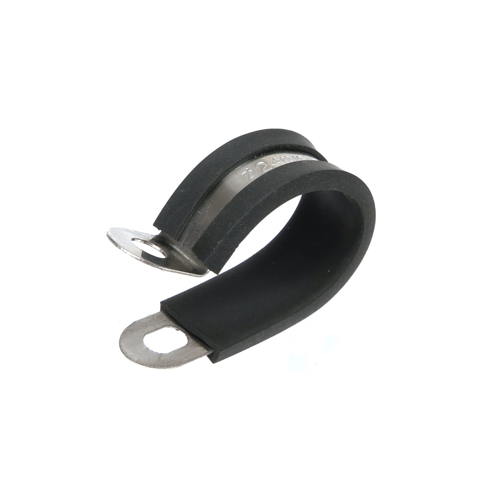 yaoqijie - Manguera de retención de acero inoxidable con revestimiento de goma negra, abrazaderas en P, abrazadera en P, 6 mm, 8 mm, 10 mm, 12 mm, 14 mm, 16 mm, 20 mm, 24 mm, duración (tamaño : 20 mm)