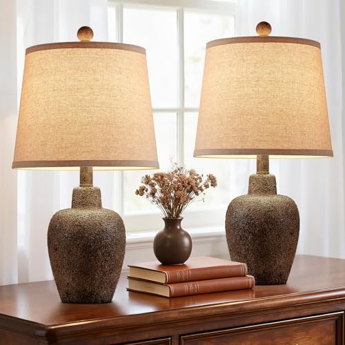 HUITICO 21" Table Lamps for Bedroom Set of 2 Small