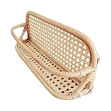 Activane Rattan Rack Magazine Storage Basket Hand Woven Home Rattan Wall Hanging Storage Basket for Kitchen Bathroom Home Storage Floating Indoor Plant Wall Shelf