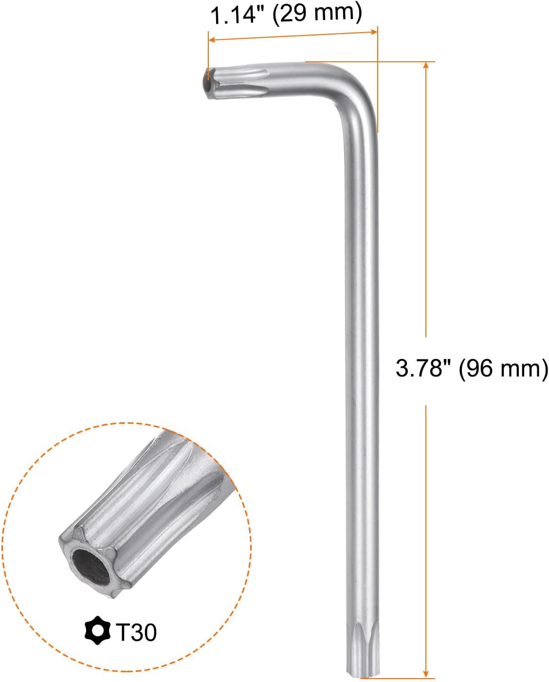 HARFINGTON T30 Tamper Proof Torx Star Key Bit Wrench 3.78" L-Shaped 6 Points Wrenches Chrome-Vanadium Steel Hand Tool for Automotive/Home Repairs