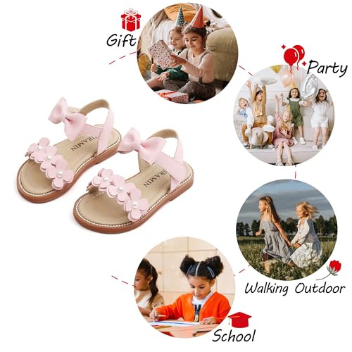 Image of PHIRAMIN Toddler Girl Sandals - Flower Girl Dress Shoes Open Toe Little Kid Wedding Party