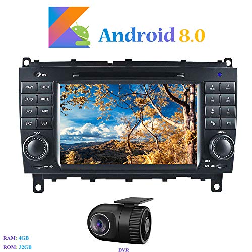 Android 8.0 Autoradio, Hi-azul 7" Radio de Coche 8-Core Navegación GPS RAM 4G ROM 32G Estereo para Mercedes-Benz CLK W209 2006-2012/ CLS W219 2004-2008 (con DVR)