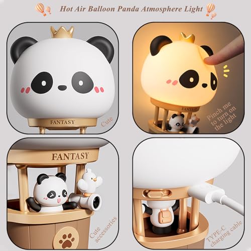 Lámpara de Mesa Infantil Panda Globo Aerostático Recargable miniatura 6
