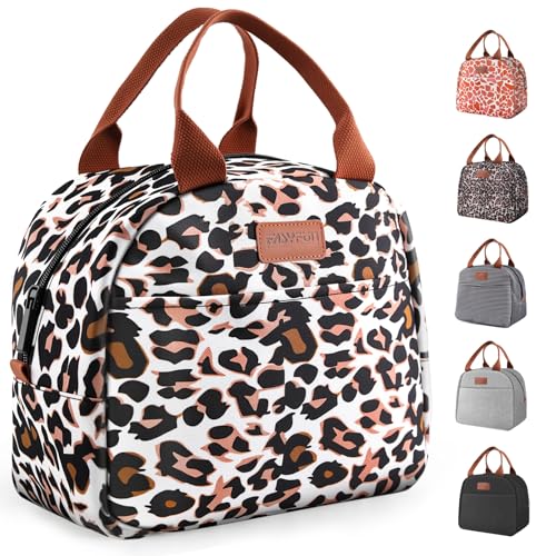 EASYFUN Lunch Bag for Women & Men, Adult Insulated Leakproof Lunch Box Bags with Large Capacity, Cooler Tote Bag for Work/Travel/Office/Outdoor (Panther Brown)