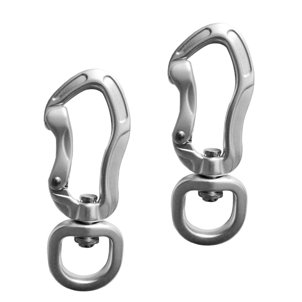 2pcs/set Swivel Carabiner Clip 360 Rotatable Spinner Hook Bent-gate Silver