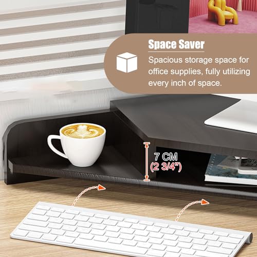 Support moniteur double d'angle étagère de bureau et rangement écran - 5