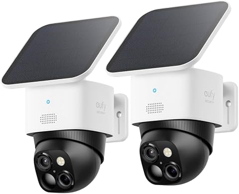 eufy Security SoloCam 2 Pack, Überwachungskamera aussen solar, 360°-Überwachung, Keine Toten Winkel, Überwachungskamera aussen mit 2,4-GHz-WLAN, Gebührenfreie Nutzung, HomeBase 3 kompatibel