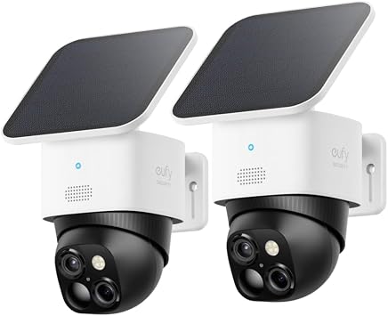 eufy Security SoloCam 2 Pack, Überwachungskamera aussen solar, 360°-Überwachung, Keine Toten Winkel, Überwachungskamera aussen mit 2,4-GHz-WLAN, Gebührenfreie Nutzung, HomeBase 3 kompatibel