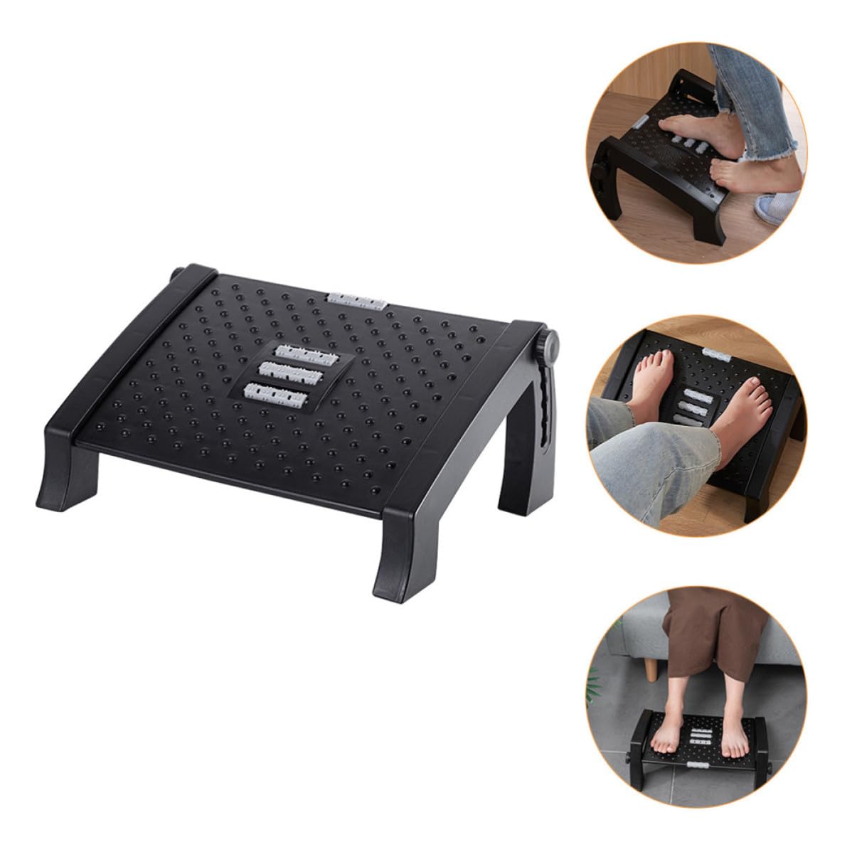 Reposapiés Portátil y Ergonómico para de Plástico para Oficina y Hogar Ajustable Mejora la Postura y Alivia la Presión Debajo del Escritorio