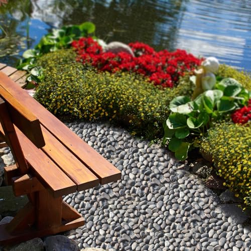 Image of Pulovin 40 lbs River Rocks for Landscaping, 0.4-1 inch Natural Rocks for Aquarium, Fish Tank, Decorative Garden Stones for Plants, Flower Pots, Vase, Walkways