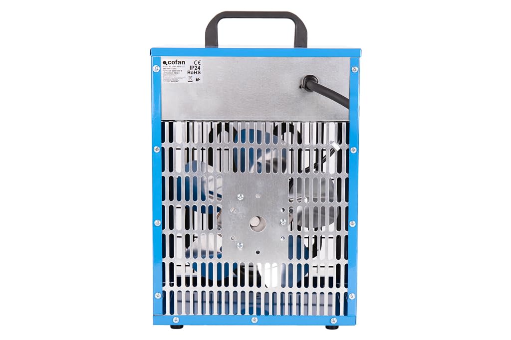 Cofan Grzejnik przemysłowy 5000 W | 3 poziomy mocy | Regulowany termostat | Funkcja wentylatora | Gniazdo trójfazowe (5 pinów) | Nadaje się do użytku przemysłowego