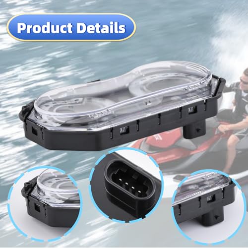 Image of 278002270 LCD Digital Jet Ski Speedometer Compatible with 2006-2011 Sea Doo GTX /RXP /RXT /Wake, Digital Gauge Cluster Kit with Chrome Bezel, Replacement Part Number# 278002144, Black