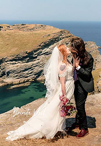 Eaytmo Lace Wedding Veils Ivory Bridal Veil 2 Tier Waist Length Short Veils With Alloy Comb Soft Tulle Hair Accessories For Brides (Ivory) #TOP5