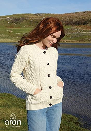 Irish Cardigan Sweater for Women Made in Ireland Supersoft Aran Merino Wool Lumber Jacket - Image 5