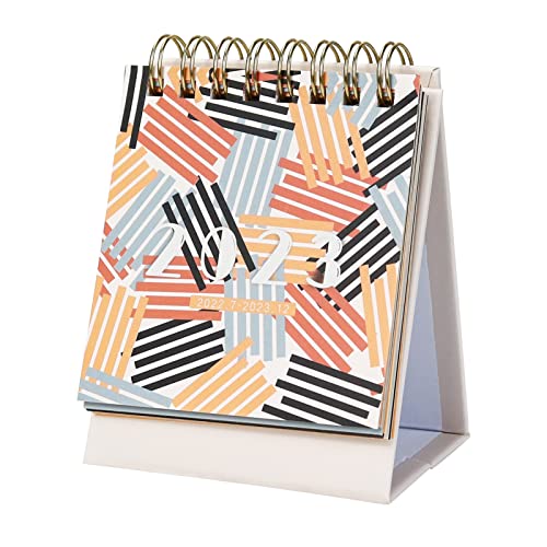 PAPABA Calendrier Premium 2023 Mini Bureau Calendrier Mensuel Planificateur de Table Décoratif Multicolore Cover