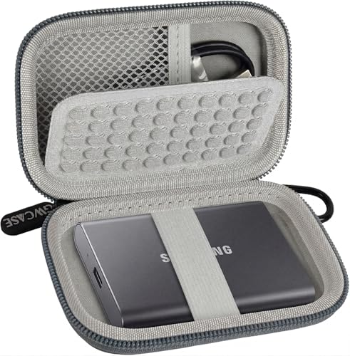 Case Compatible with Samsung T9/ T7/ T7 Shield Portable SSD 1TB 2TB 4TB External Hard Drive, Storage Travel Carrying Holder Organizer for Solid State Drives & USB Cable (Box Only)-Grey