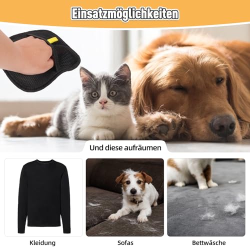 Kaempe 2 Stück Fellmagnet,Fingerlose Tierhaarentferner Handschuh für Reinigung von Pet Hair und die Fellpflege, Kleidung Sofa Remover,Haustierhaar-entferner Glattes Gesundes Katzen und Hundefell