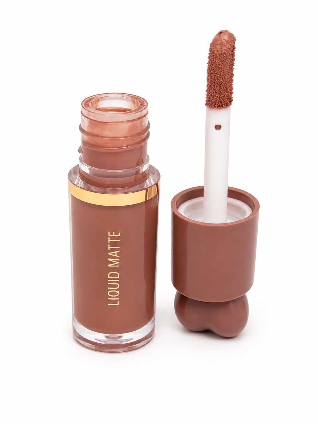 Soft Nude Brown Liquid Matte Lipstick with Heart Stand Cap | Caramel Beige Velvet Lip Tint | Long-Wear Smudge-Proof Everyday Liquid Lip Color-image-25