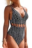CUPSHE Women's Afternoon Sunshine Strappy High Waisted Backless One-Piece Swimsuit