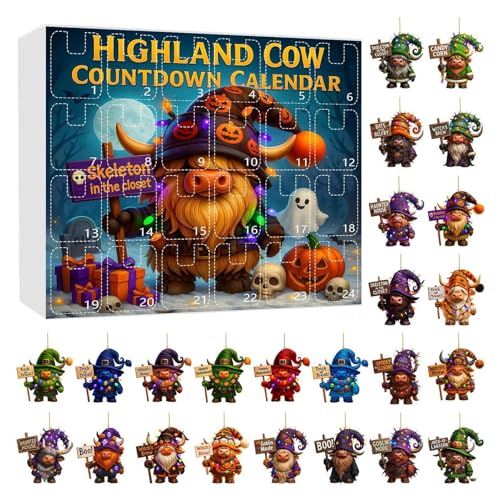 Calendrier d'Halloween avec compte à rebours et pendentif acrylique pour déco effrayante