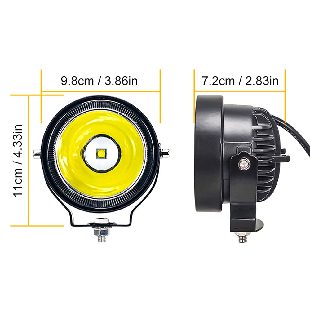 4Inch Round Led Headlights Car Ultra Bright 30W Headlight Reversing Lamp Driving Auxiliary Headlights for Car Truck,White Light