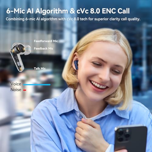 Image of EarFun Air Pro 4 Hybrid Adaptive Noise Canceling Wireless Earbuds Bluetooth,2024 VGP Goal Award,Qualcomm Snapdragon Sound, aptX Lossless, 6 Mics AI CVC Call, LDAC Hi-Res Audio,52H Playtime,Deep Blue