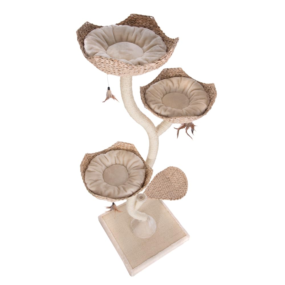 zooplus Kratzbaum Cat´s Flower XXL | 3 Schlafkörbe mit Wendekissen | inkl. Katzenspielzeug | robust und standfest | Höhe: ca. 183 cm