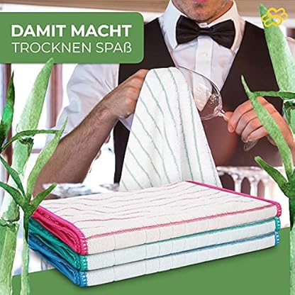 Muxel Bambus Geschirr Trockentuch Geschirrhandtücher Küchenhandtücher10 Geschirrtücher – Bild 8