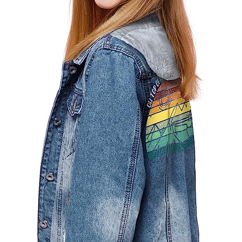 On Top Of Mountains Kids' Hooded Denim Jacket - Gift Ideas for Daughter - Camping Inspired Gift Ideas2