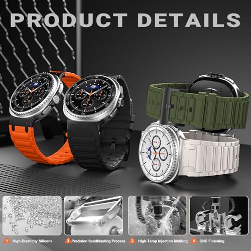 Image of Compatible with Samsung Galaxy Watch 8 Classic 46mm Strap /Galaxy Watch 8 44mm 40mm Rugged Bands Silicone for Galaxy Watch 8 /8 Classic Rubber Sport Straps (NO WATCH)