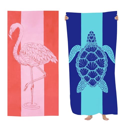 Beach Towels for Adults – 2 Pack Microfibre Beach Towel 180x80cm, Oversized Extra Large Thin & Lightweight Sand Free Towel for Travel, Swim, Yoga, Gym, Quick-Dry Beach Towels for Men & Women