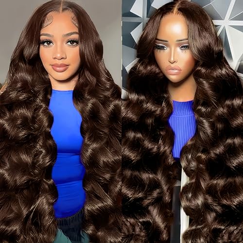 Kkioor Chocolate Brown Human Hair Wig 13X4 Body Wave Lace