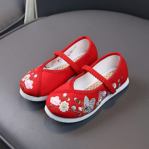 Little Girl Mary Jane Dance Shoe Ballet Sport Shoes Beijing Cloth Shoe Chinese Traditional Floral Butterfly Embroidery Shoe Princess Dress Flats Shoes2