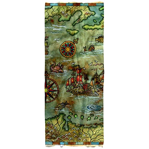 Châle antique rétro carte du monde et boussole nautique aux finitions délicates