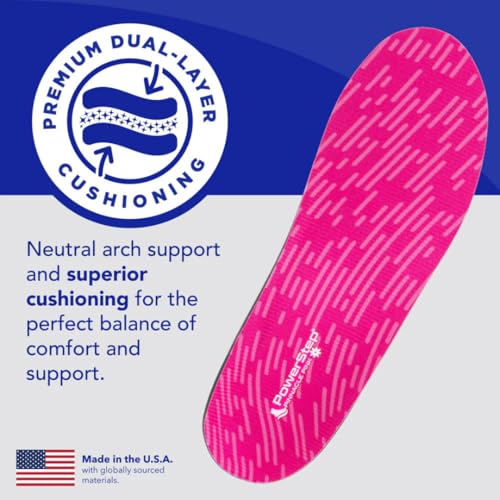 PowerStep Pinnacle Pink Orthotics for Women - Arch Support Inserts for Plantar Fasciitis Relief- Made in USA- Maximum Cushioning Arch Support, Deep Heel Cup for Pronation (W 10-10.5, M 8-8.5) - Thumbnail 4