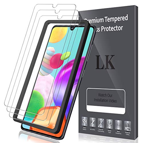 LK Protector de Pantalla para Samsung Galaxy A41 Cristal Templado, [3 Pack] [9H Dureza] [Equipado con Marco de posicionamiento] [Resistente a Arañazos] Vidrio Templado Screen Protector