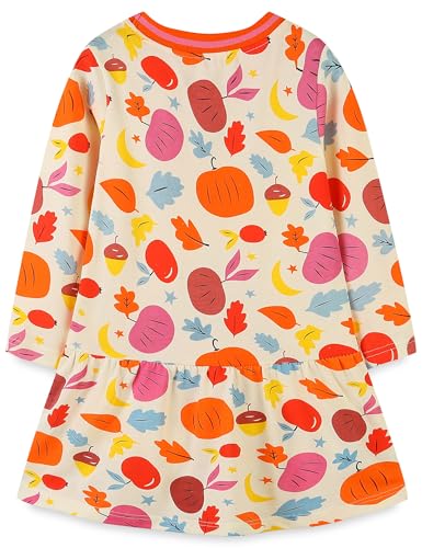 Image of Hongshilian Little Girls Cotton Casual Dress Cartoon Print T-Shirt Short Sleeve Skirt Dresses