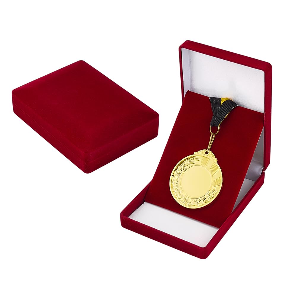 OLYCRAFT 2pcs boîtes de rangement pour médailles uniques boîtes de rangement pour insignes en velours médailles Rectangle revers Collection pour médailles insignes souvenirs pièces 12.3x9x3.15cm