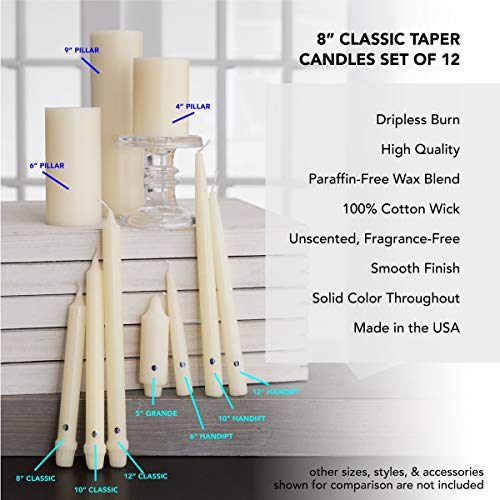Image of Colonial Candle Unscented Taper Candle, Handipt Collection, Coastal Blue, 10 in, Pack of 12 - Up to 8 Hours Burn
