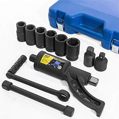XtremepowerUS 8-Pieces Heavy Duty Torque Multiplier Wrench Labor Saving Lug Nut Wrench Torque Multiplier Cr-v Socket (24mm to 38mm) for Semi Truck & RVs w/Case by XtremepowerUS - Image 2