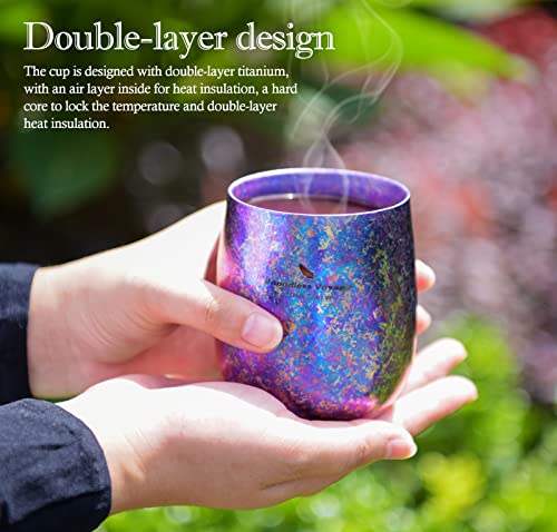 Tasse en titane coloré récipient double couche violet thé vin bière jus
