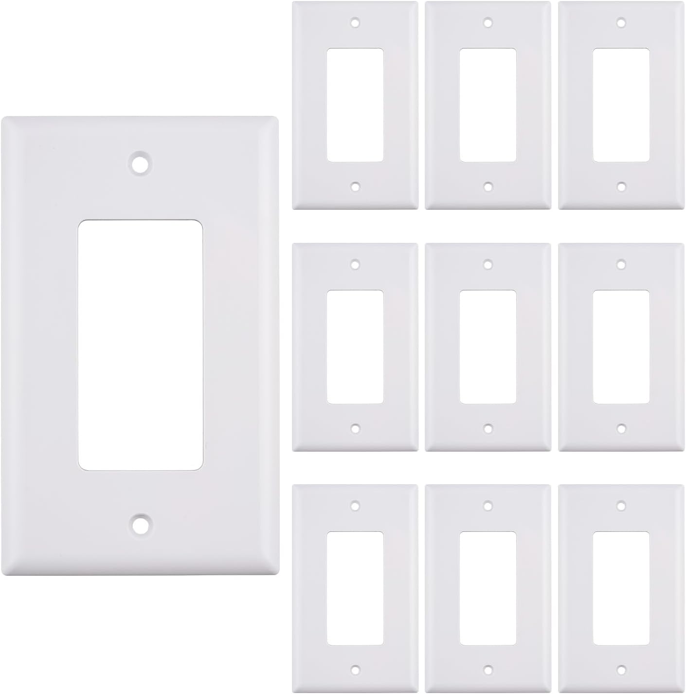 3 Gang Decorative Screwless Wall Plate Light Switch Cover, Hidden Screw Smooth Face, White, 10 pcs