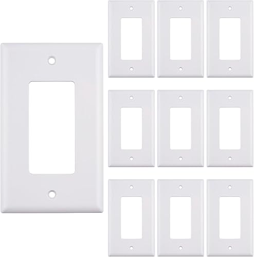 Paquete de 10 cubiertas de placa de pared de una sola banda, marco rectangular de una sola banda para interruptores, tomas de corriente o