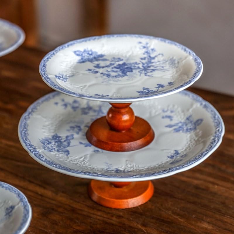miska na owoce, Drewniana ceramiczna taca na owoce z wysokimi nogami podwieczorek(XL)